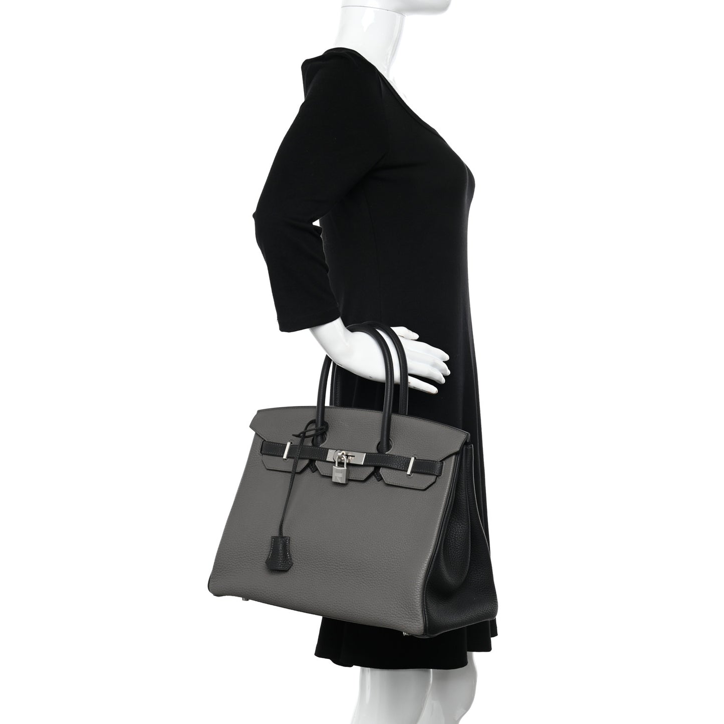 Togo Bi-Color Horseshoe Birkin 35 Etain Black