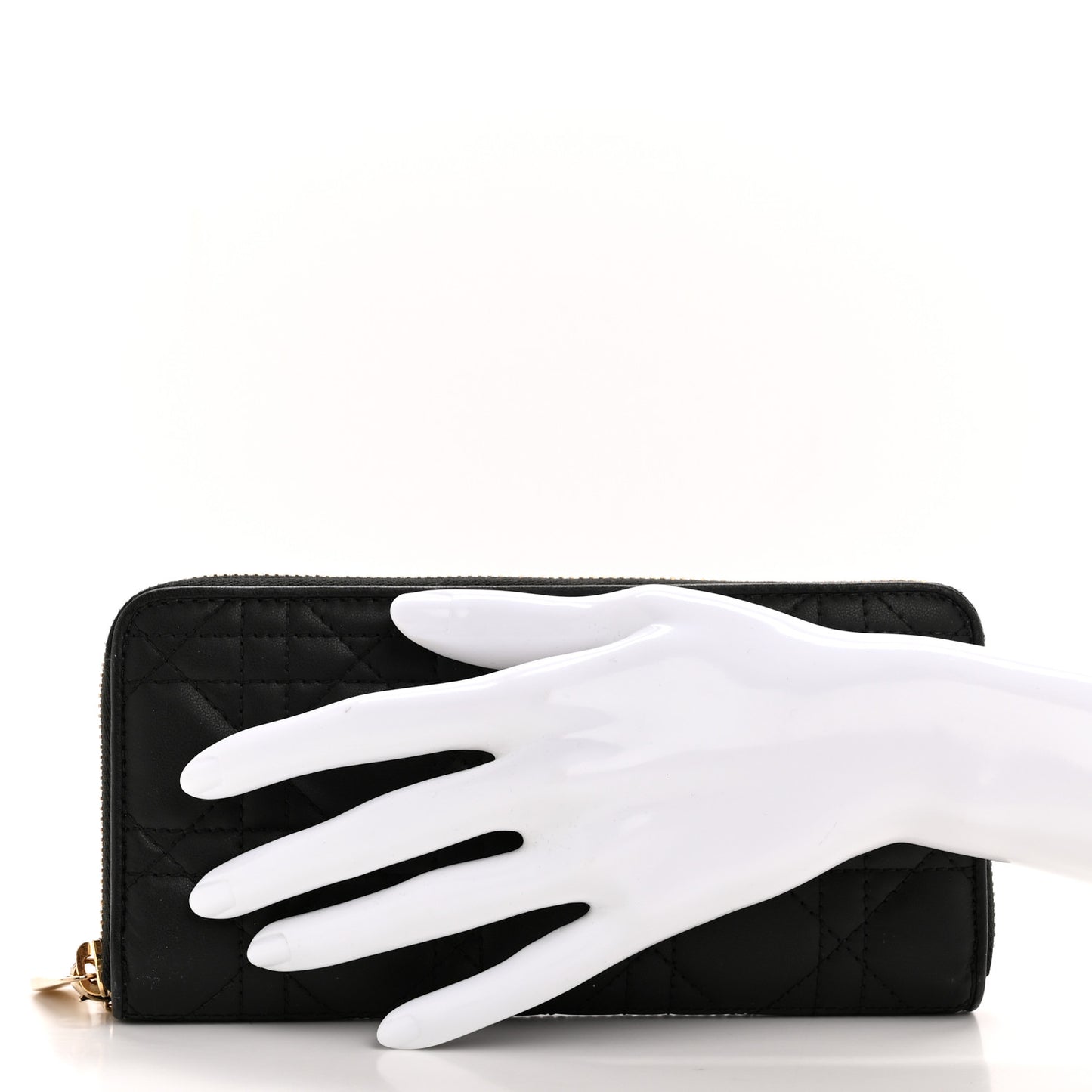 Lambskin Cannage Lady Dior Voyageur Wallet Black