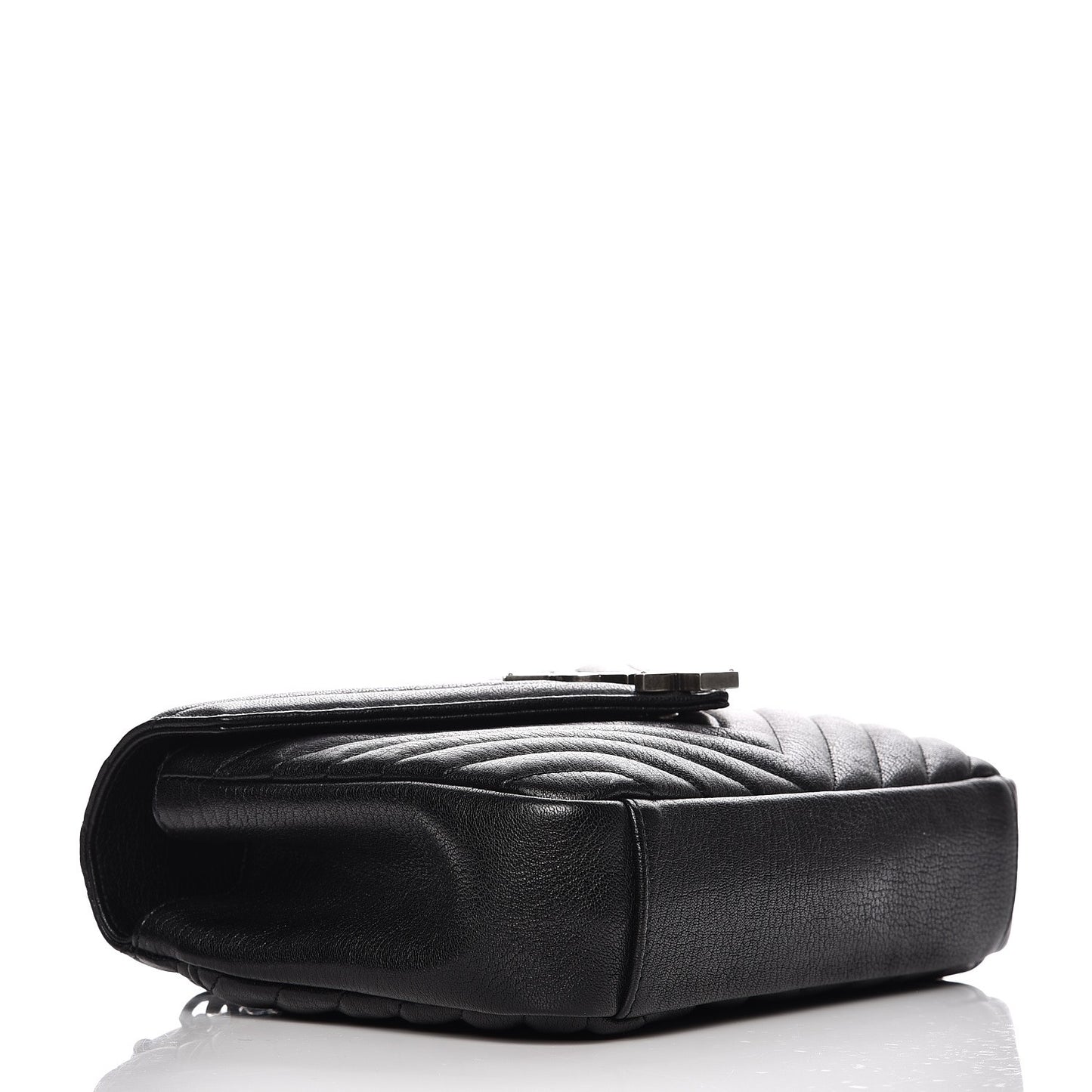 Sheepskin Matelasse Chevron Monogram Medium College Bag Black