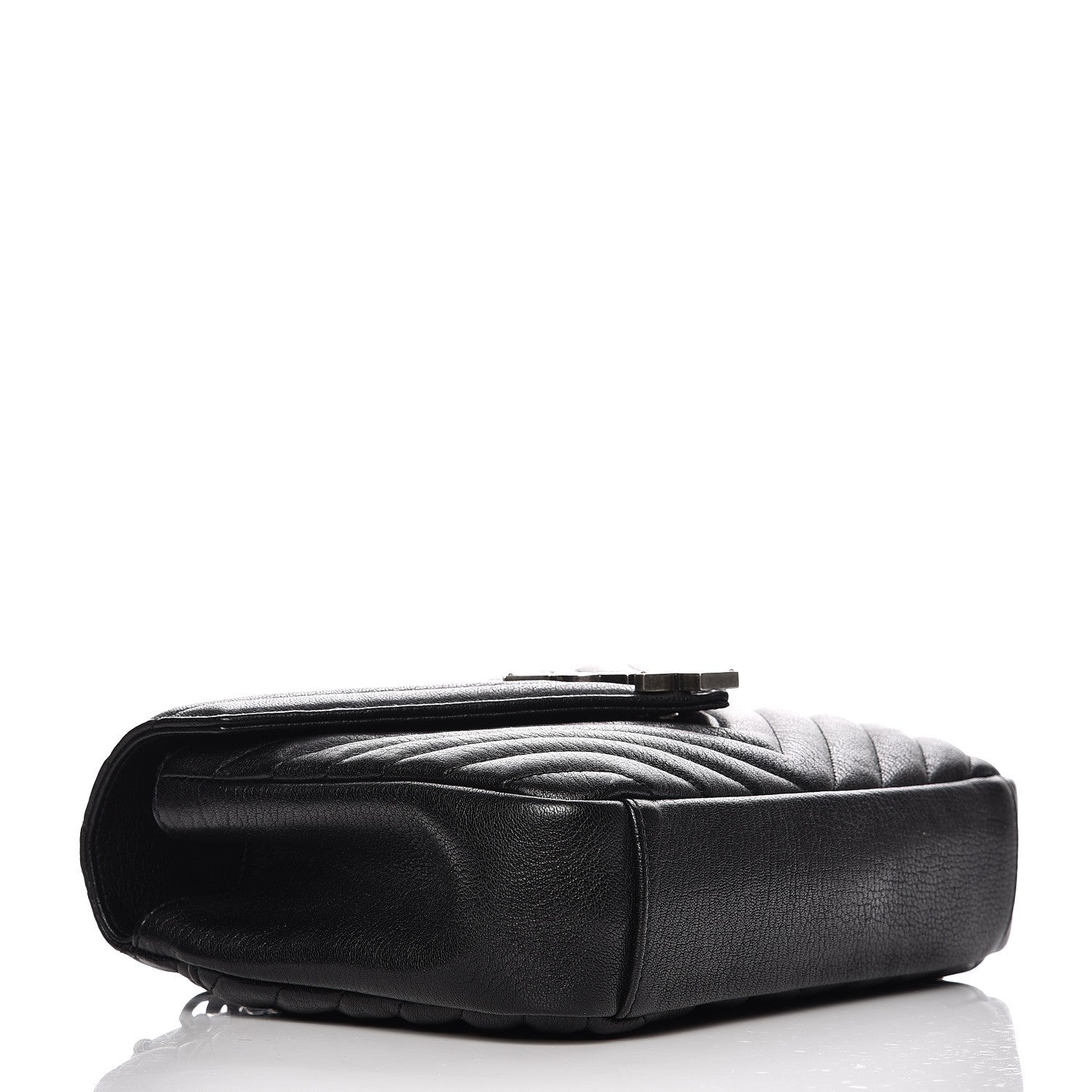 Saint Laurent Sheepskin Matelasse Chevron Monogram Medium College Bag Black 4 of 9