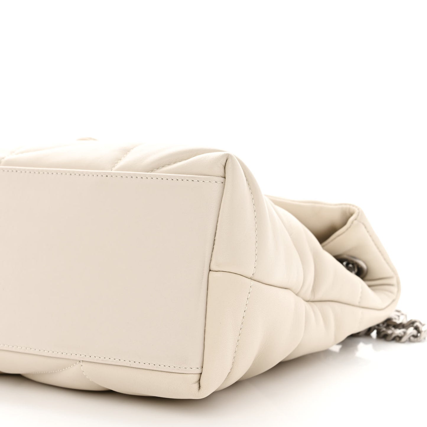 Lambskin Quilted Small Loulou Puffer Monogram Chain Satchel Blanc Vintage