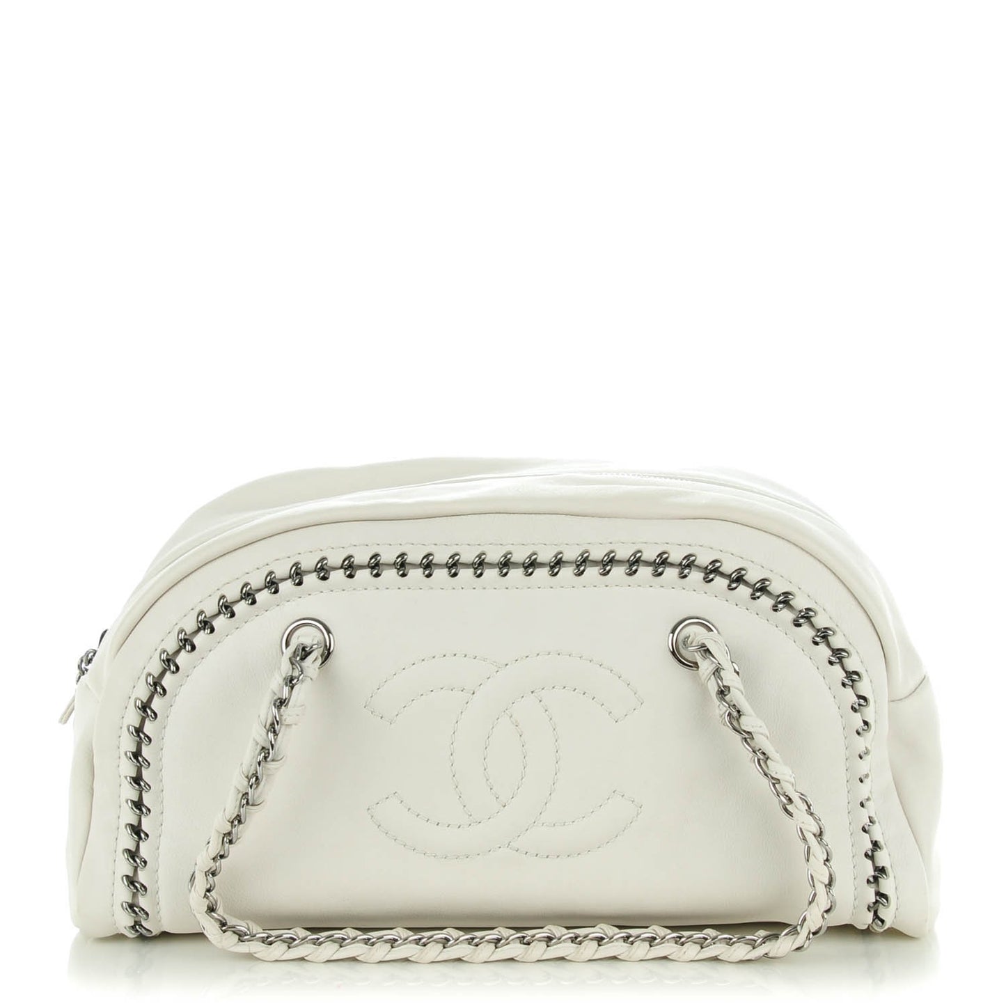 Smooth Calfskin Medium Luxe Ligne Bowler White