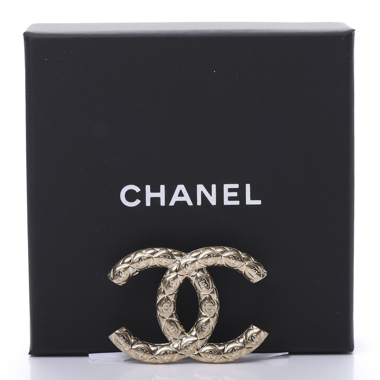 Metal CC Diamond Quilted Brooch Light Gold