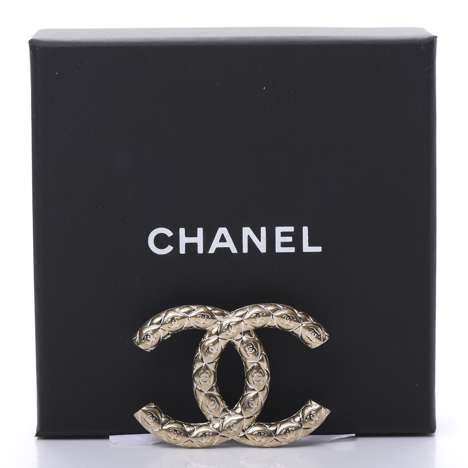 Chanel Metal CC Diamond Quilted Brooch Light Gold 5 of 5