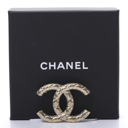 Chanel Metal CC Diamond Quilted Brooch Light Gold 5 of 5