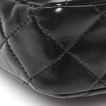 Chanel Shiny Lambskin Quilted Golden Links Top Handle Flap Black 8 of 10