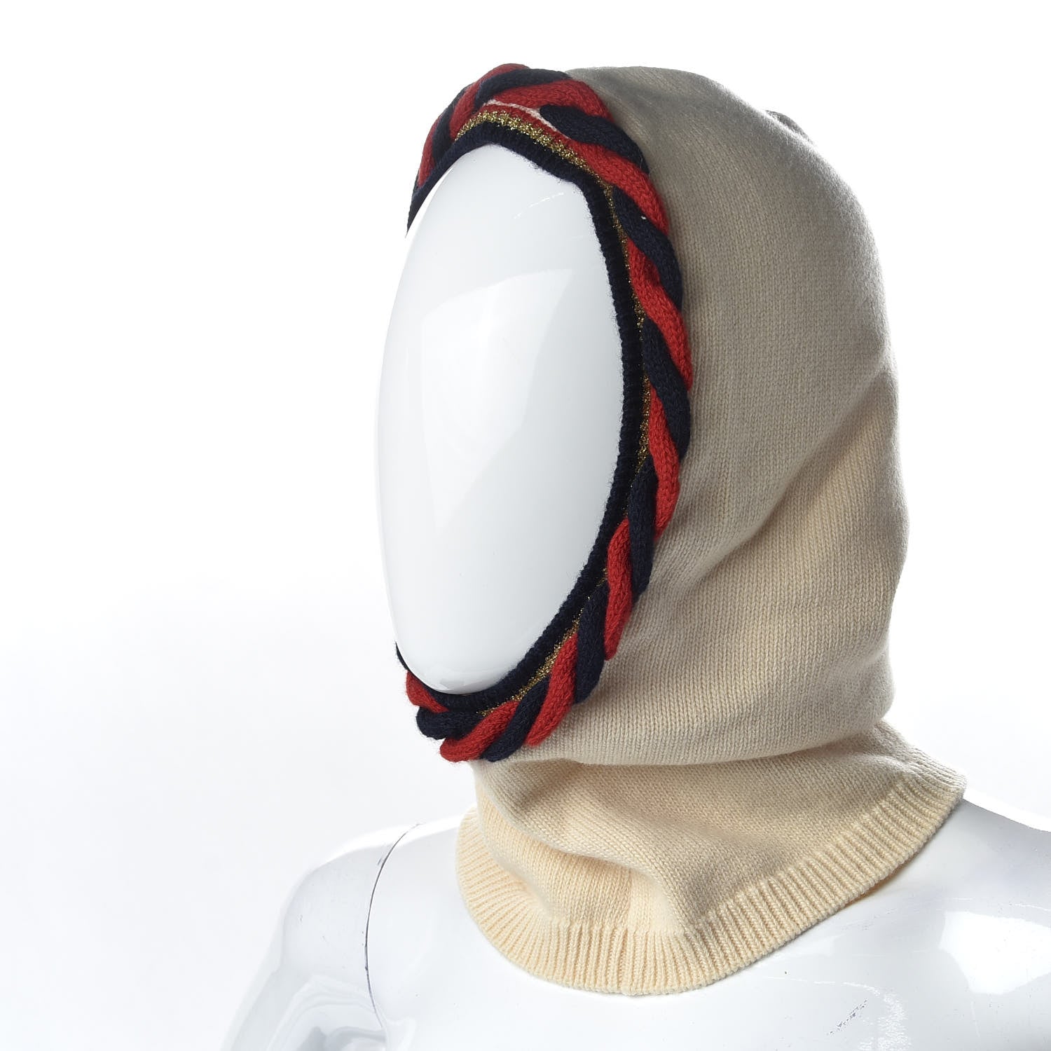 Gucci Wool Web Balaclava Beanie Hat M Ivory 3 of 5