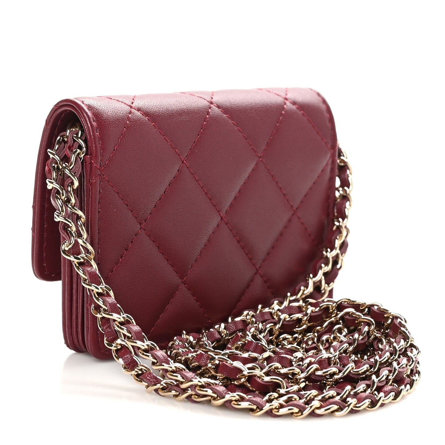 Lambskin Quilted Mini Flap With Chain Burgundy