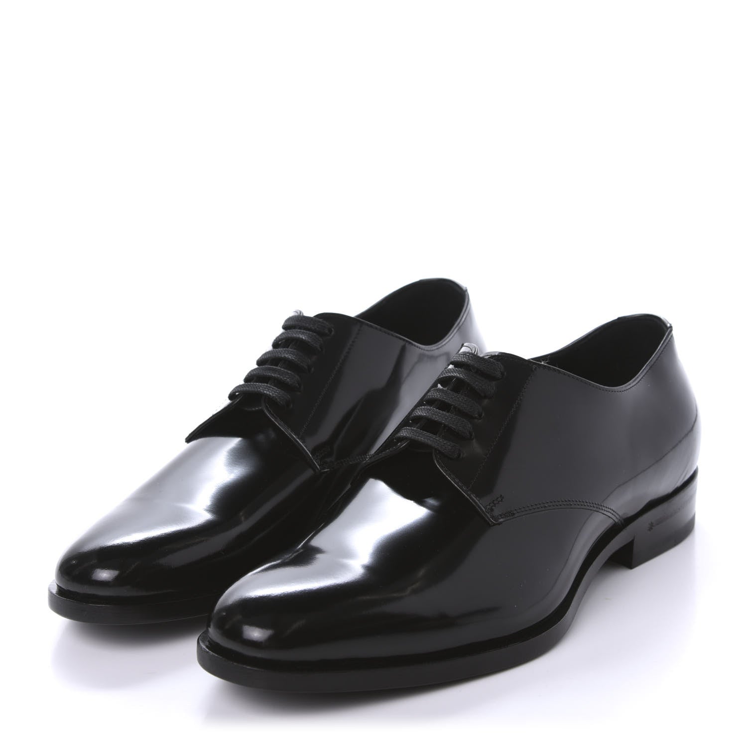 Saint Laurent Patent Calfskin Mens Smoking 25 Derby Lace Up Shoes 41 Black 3 of 10