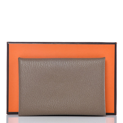 Hermes Chevre Mysore Calvi Card Case Etoupe 7 of 7