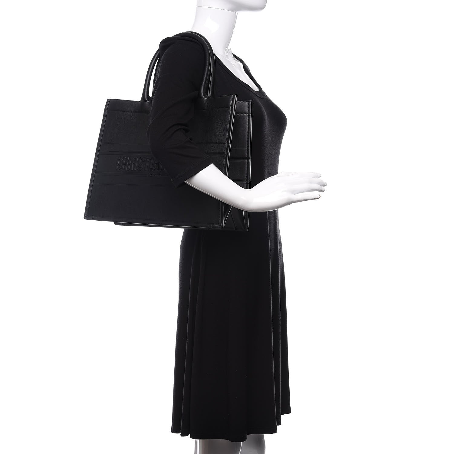 Christian Dior Calfskin Embossed Medium Book Tote Black 2 of 10