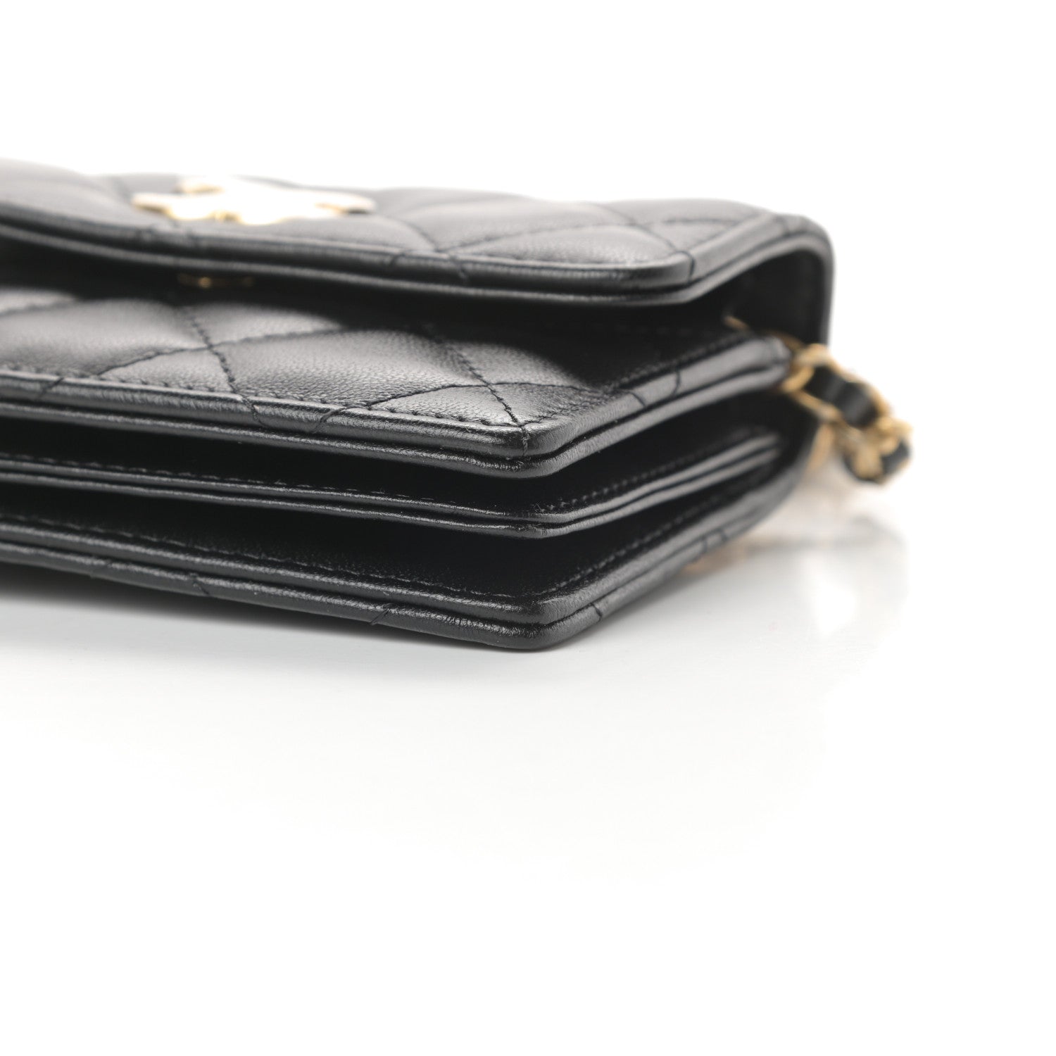 Chanel Lambskin Quilted Pearl Crown Clutch With Chain Black 11 of 12