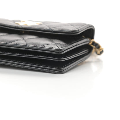 Chanel Lambskin Quilted Pearl Crown Clutch With Chain Black 11 of 12
