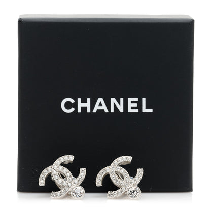 Chanel Crystal CC Earrings Silver 5 of 5