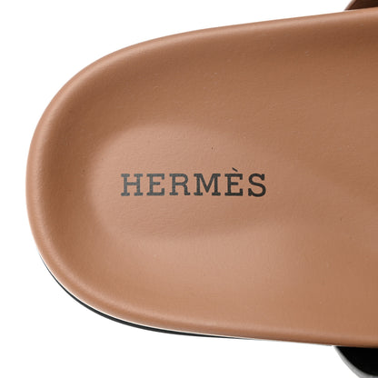 Hermes Suede Goatskin Womens Chypre Sandals 36 Rose Perle Black 6 of 10
