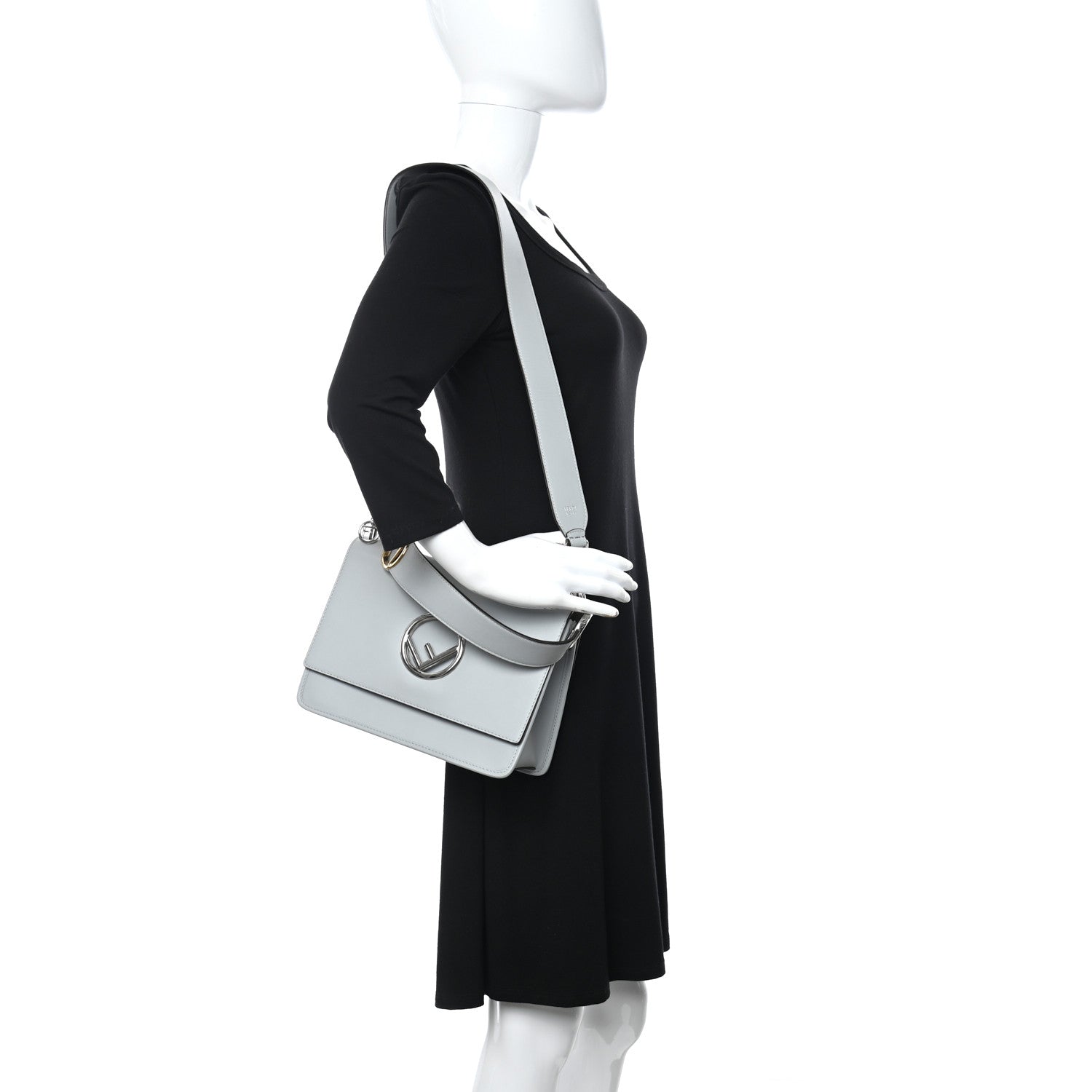 Fendi Vitello Century Opaco F is Fendi Kan I Shoulder Bag Grigio Perla 2 of 10