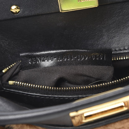 Fendi Shearling Nappa Macro FF 1974 Mini Peekaboo Iconic Satchel Tobacco Black 10 of 14