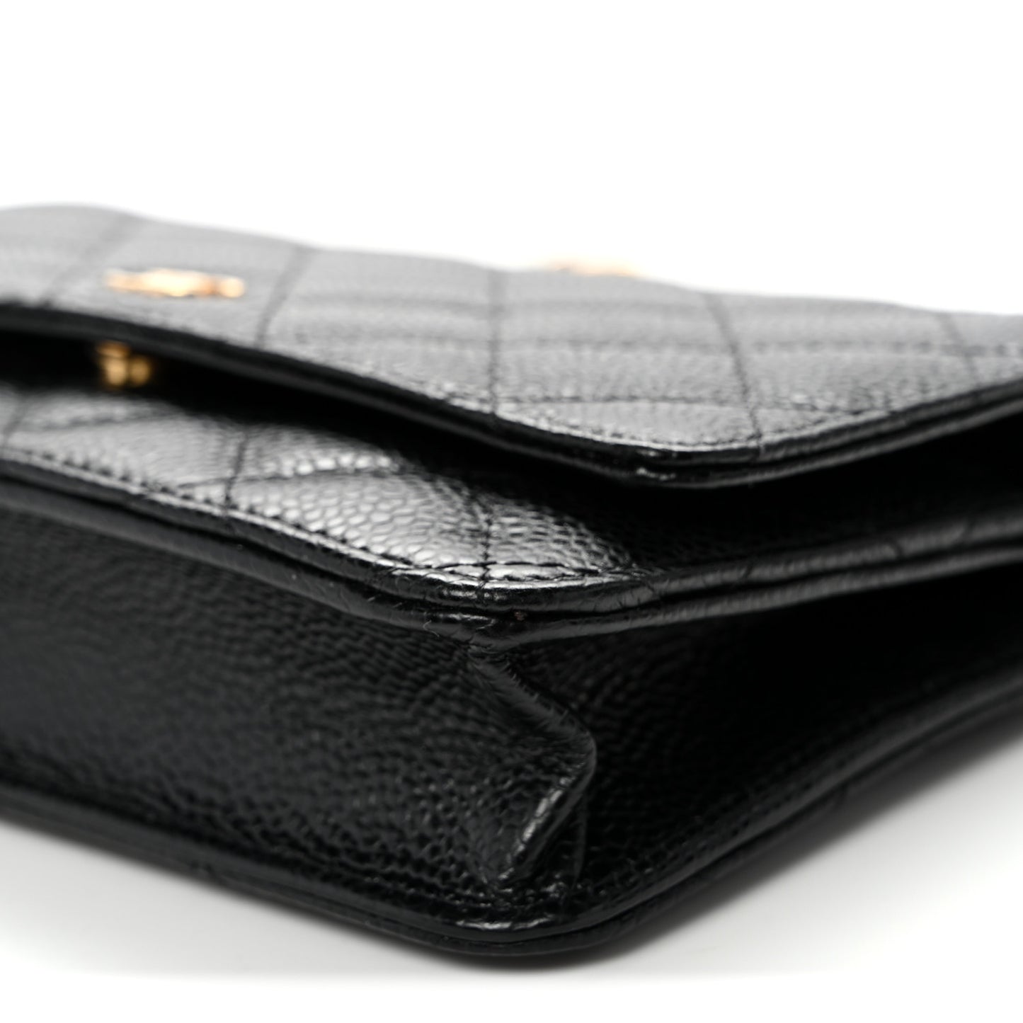 Caviar Quilted Wallet on Chain WOC Black
