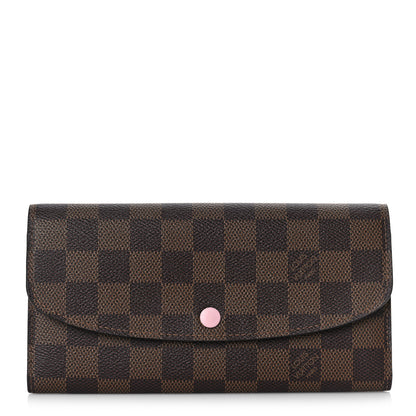 Louis Vuitton Damier Ebene Emilie Wallet Rose Ballerine 1 of 9