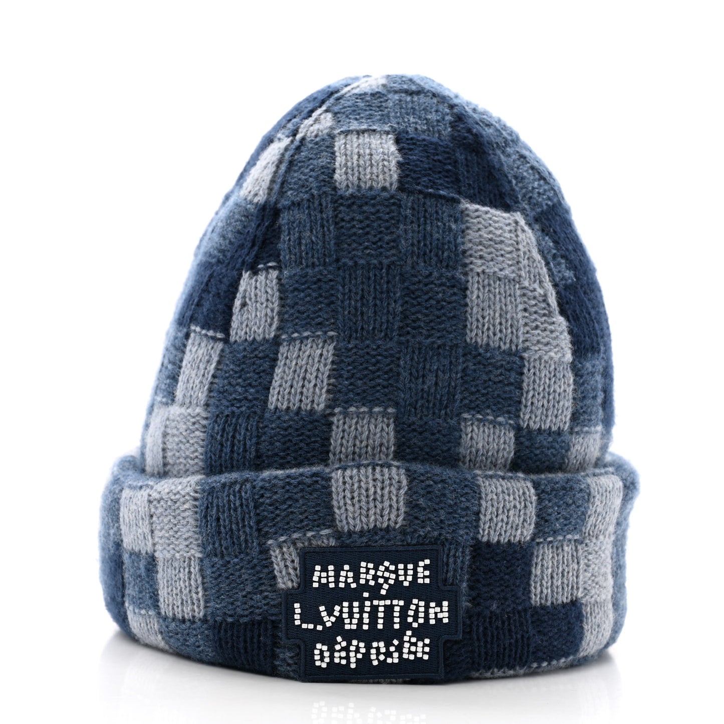 Wool Damoflage Beanie Hat Blue