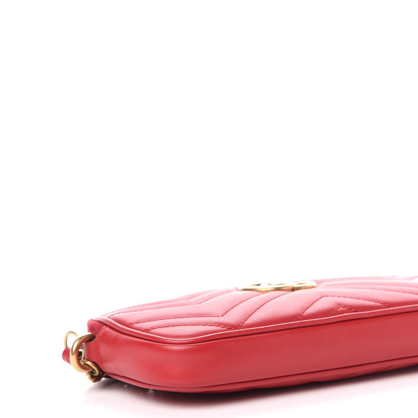 Calfskin Matelasse Mini GG Marmont Chain Crossbody Bag Hibiscus Red