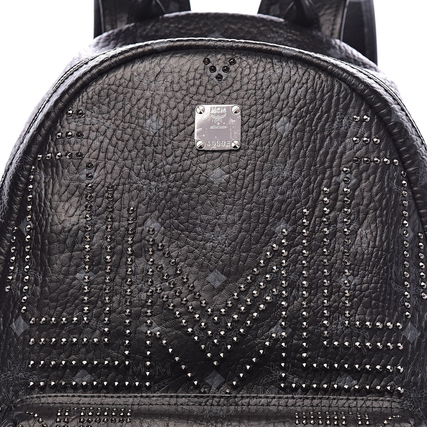 MCM Visetos Studded Medium Backpack Black 9 of 9