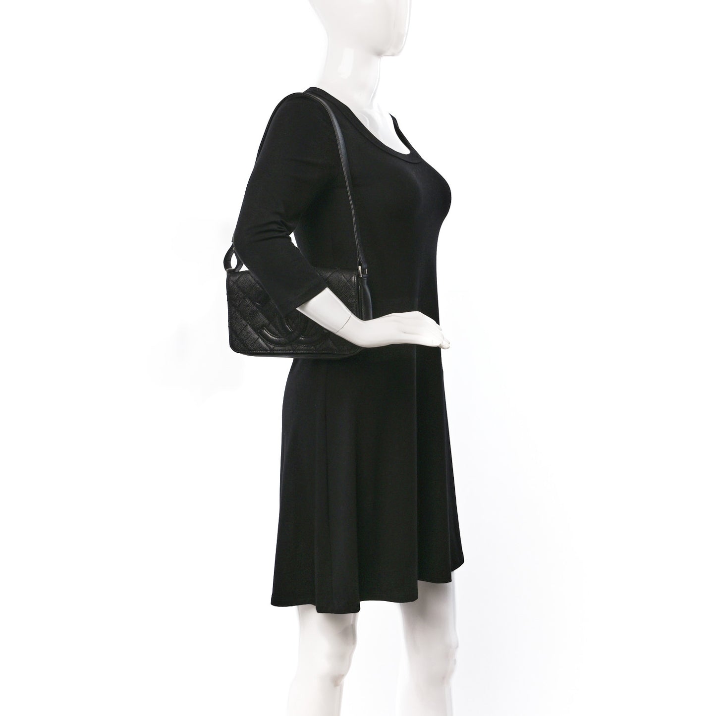 Caviar Quilted Timeless CC Flap Shoulder Bag Black