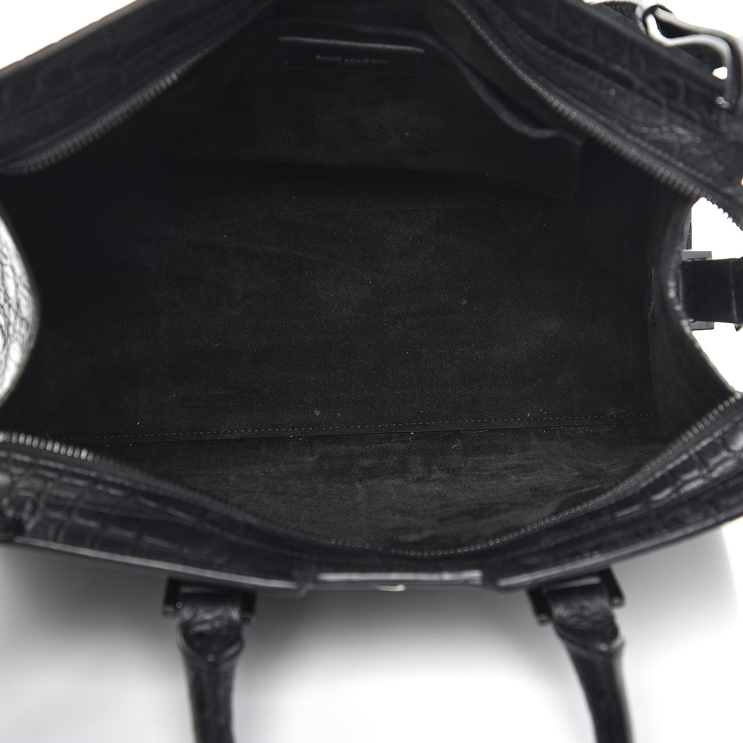 Saint Laurent Calfskin Crocodile Embossed Small Monogram Cabas Black 5 of 8