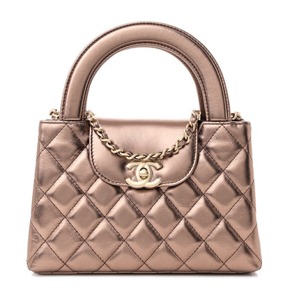 Chanel Metallic Aged Calfskin Quilted Nano Kelly Shopper Light Brown 1 of 11