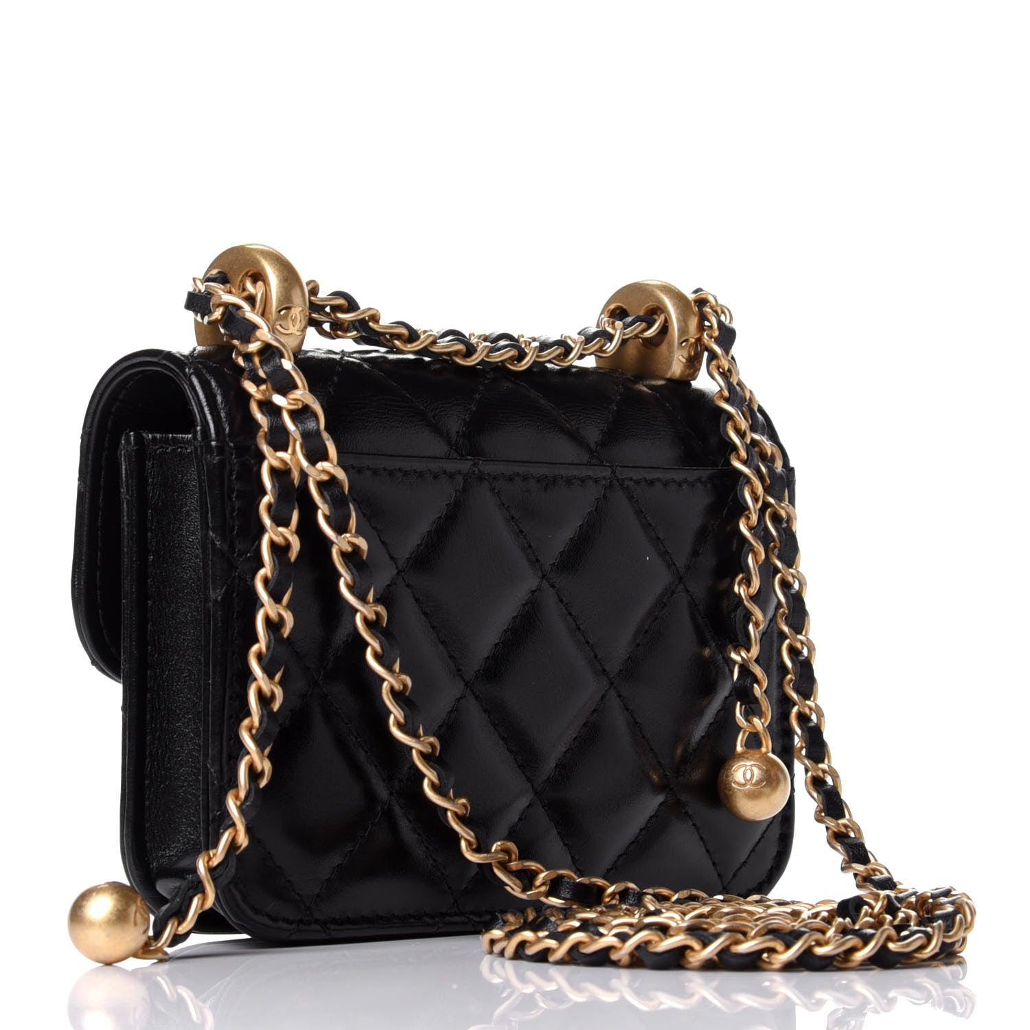 Chanel Calfskin Quilted Perfect Fit Coin Purse With Chain Black 2 of 4