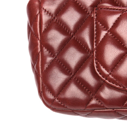 Chanel Lambskin Quilted East West Flap Dark Red 16 of 18