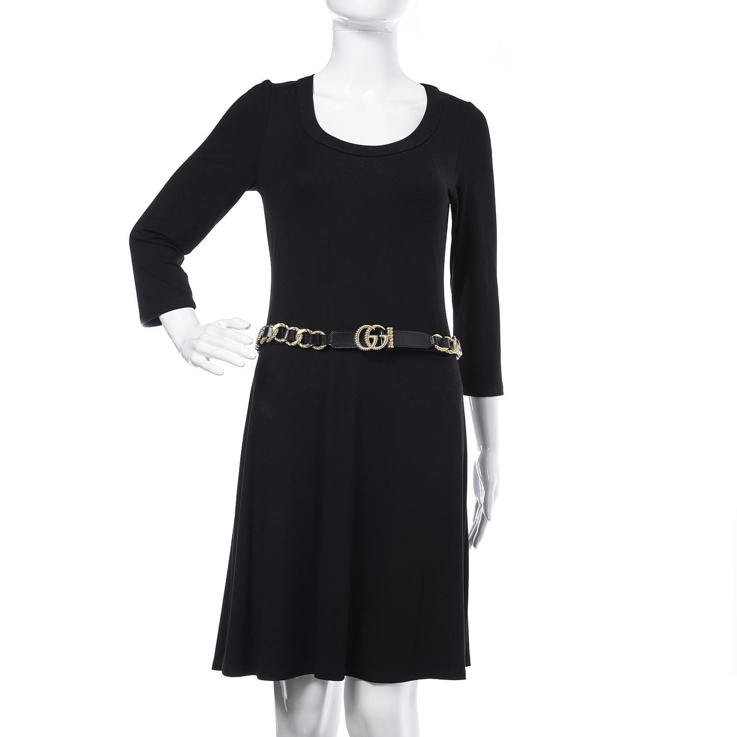 Calfskin Torchon Double G Chain 25mm Belt 85 34 Black