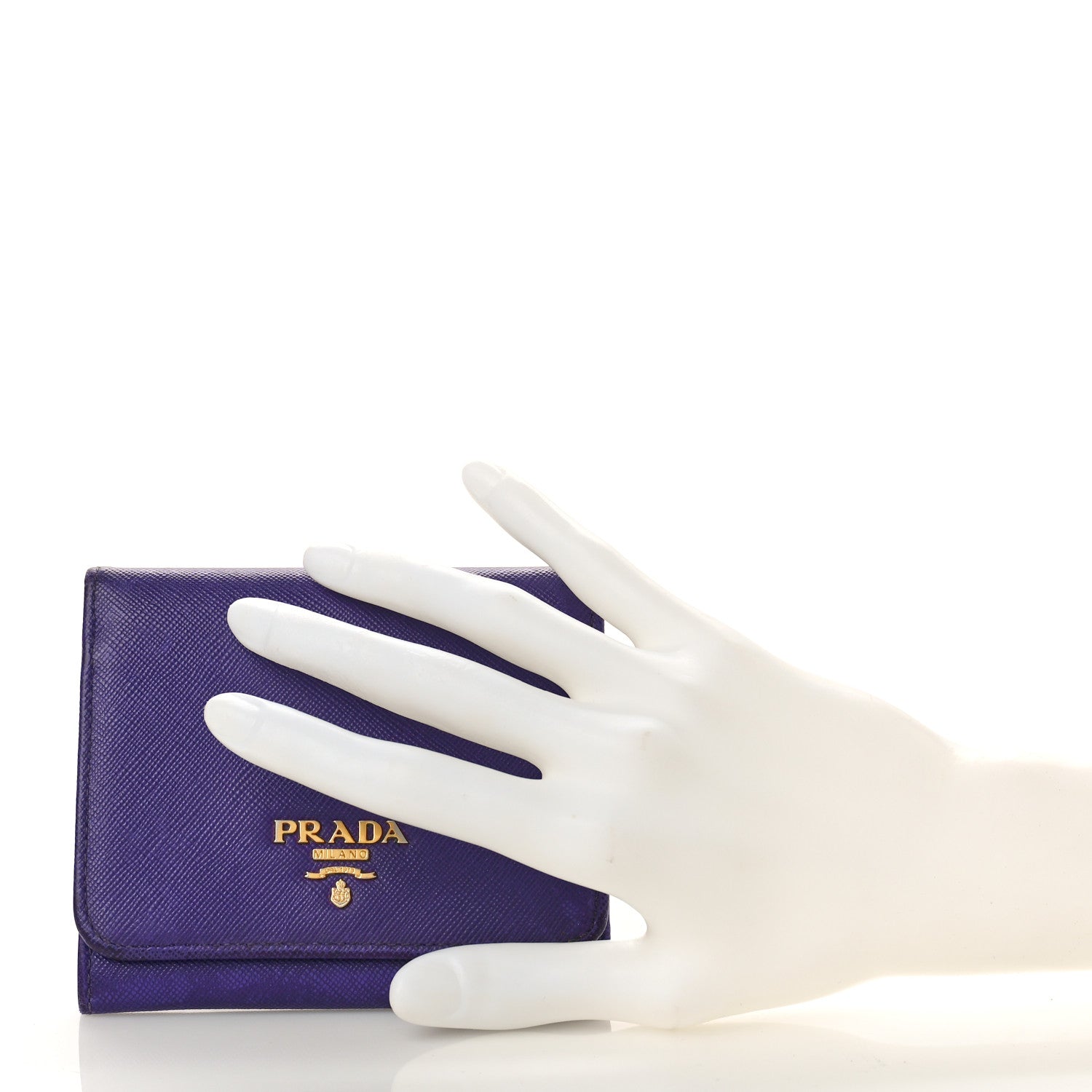 Prada Saffiano Metal Tri-Fold Compact Wallet Viola 1405967