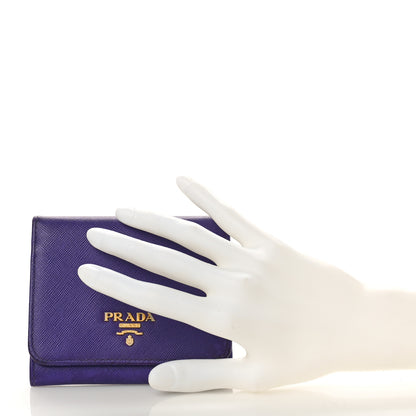 Prada Saffiano Metal Tri-Fold Compact Wallet Viola 2 of 10