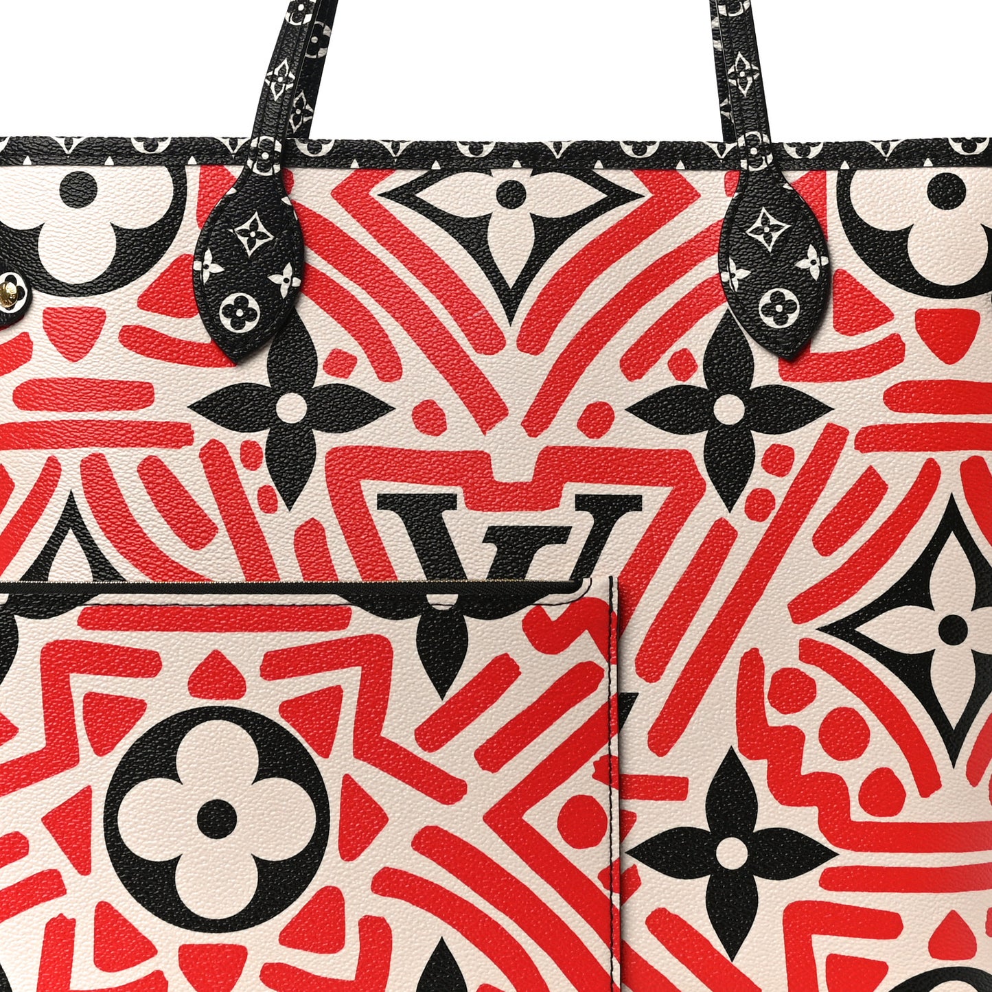 Monogram Giant Crafty Neverfull MM Creme Rouge Black