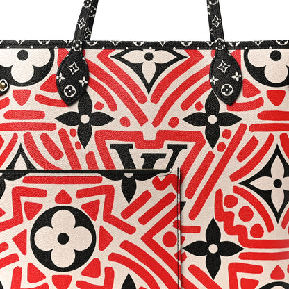 Louis Vuitton Monogram Giant Crafty Neverfull MM Creme Rouge Black 7 of 10