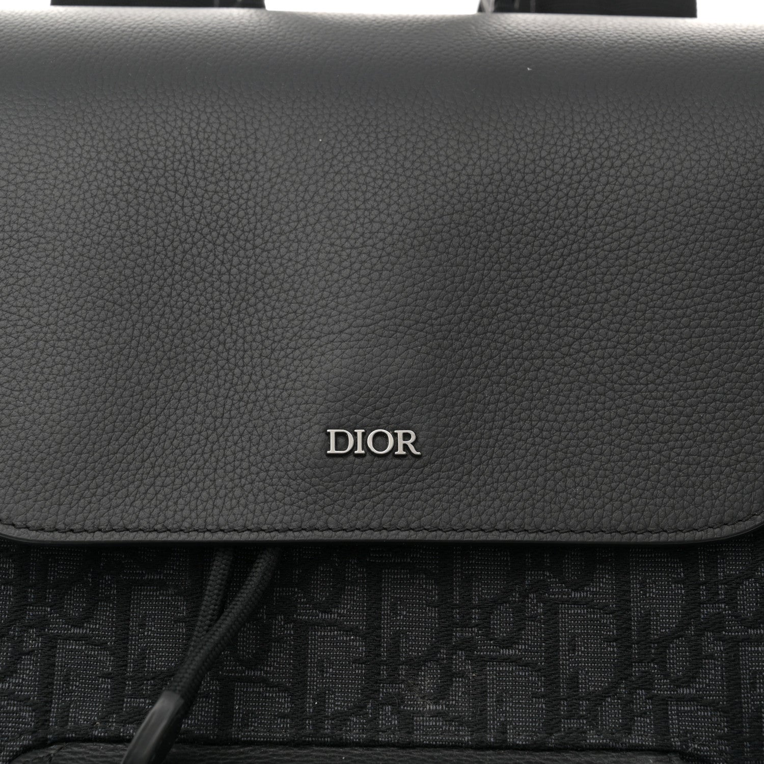 Christian Dior Oblique Jacquard Grained Calfskin Saddle Backpack With Flap Black 7 of 11