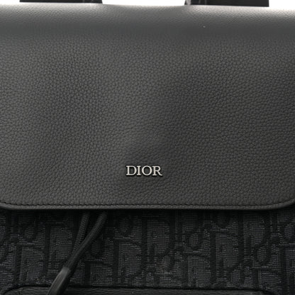 Christian Dior Oblique Jacquard Grained Calfskin Saddle Backpack With Flap Black 7 of 11