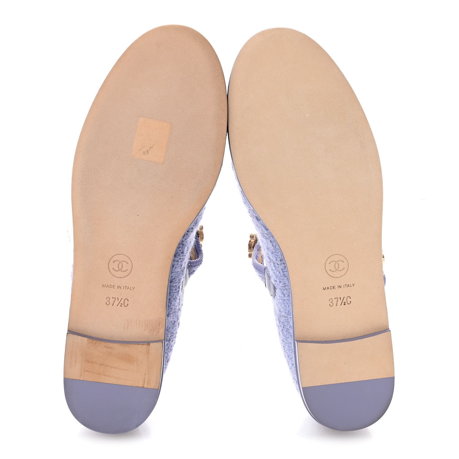Chanel Wool Tweed Patent Mary Jane Flats 37.5 Lilac 6 of 11