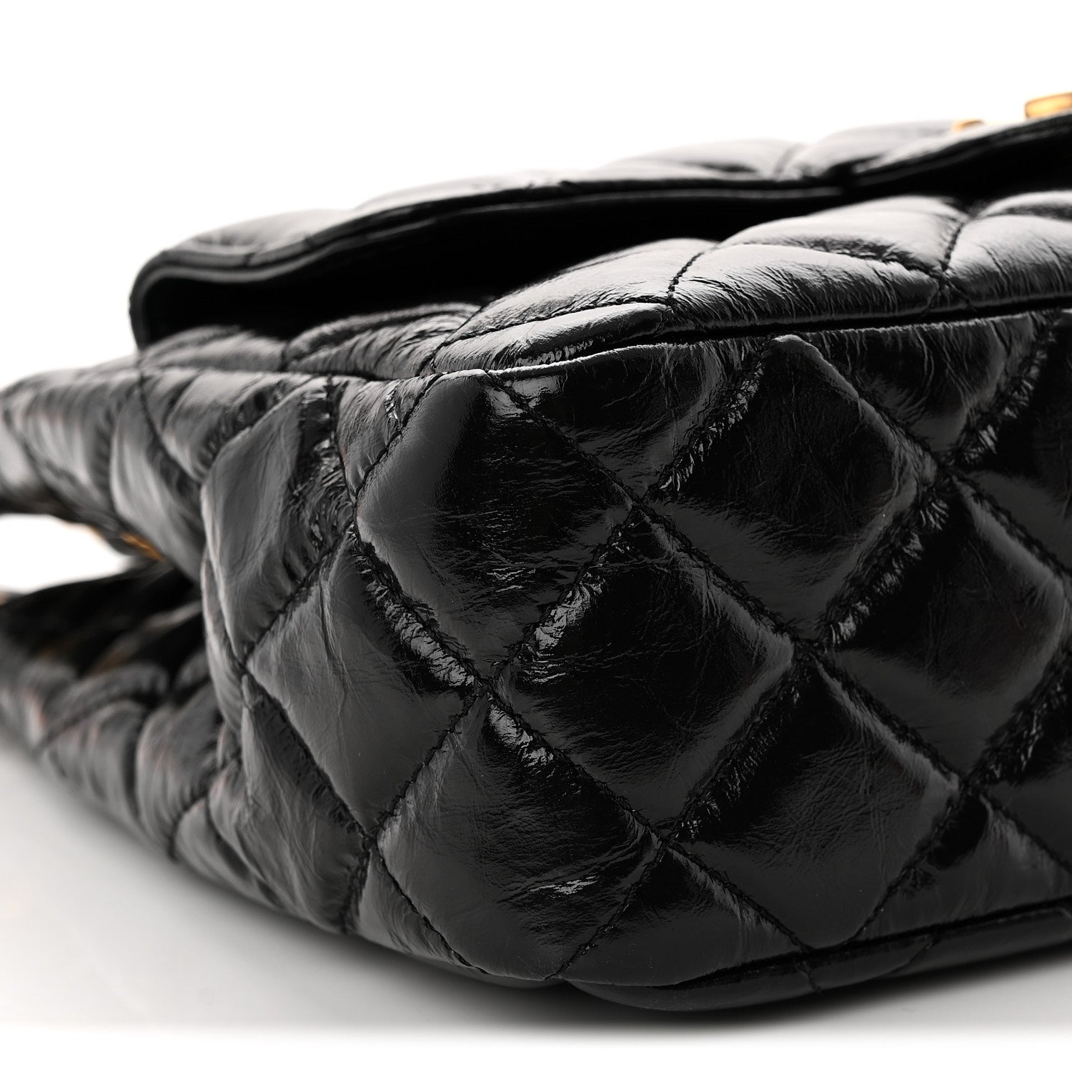 Chanel Shiny Crumpled Calfskin Quilted Wavy CC Hobo Black 9 of 10