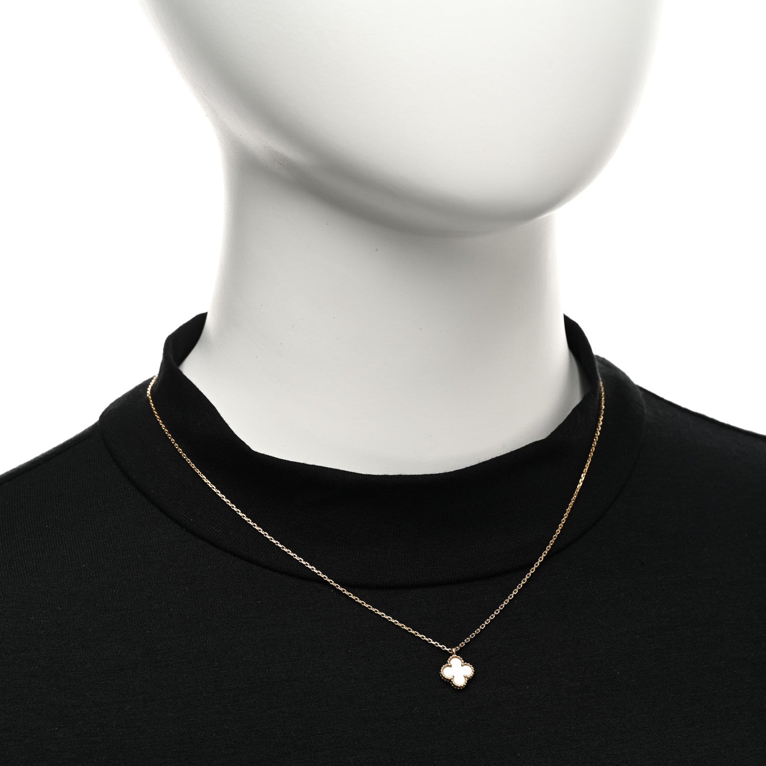 Van Cleef & Arpels 18K Yellow Gold Mother of Pearl Sweet Alhambra Pendant Necklace 2 of 5