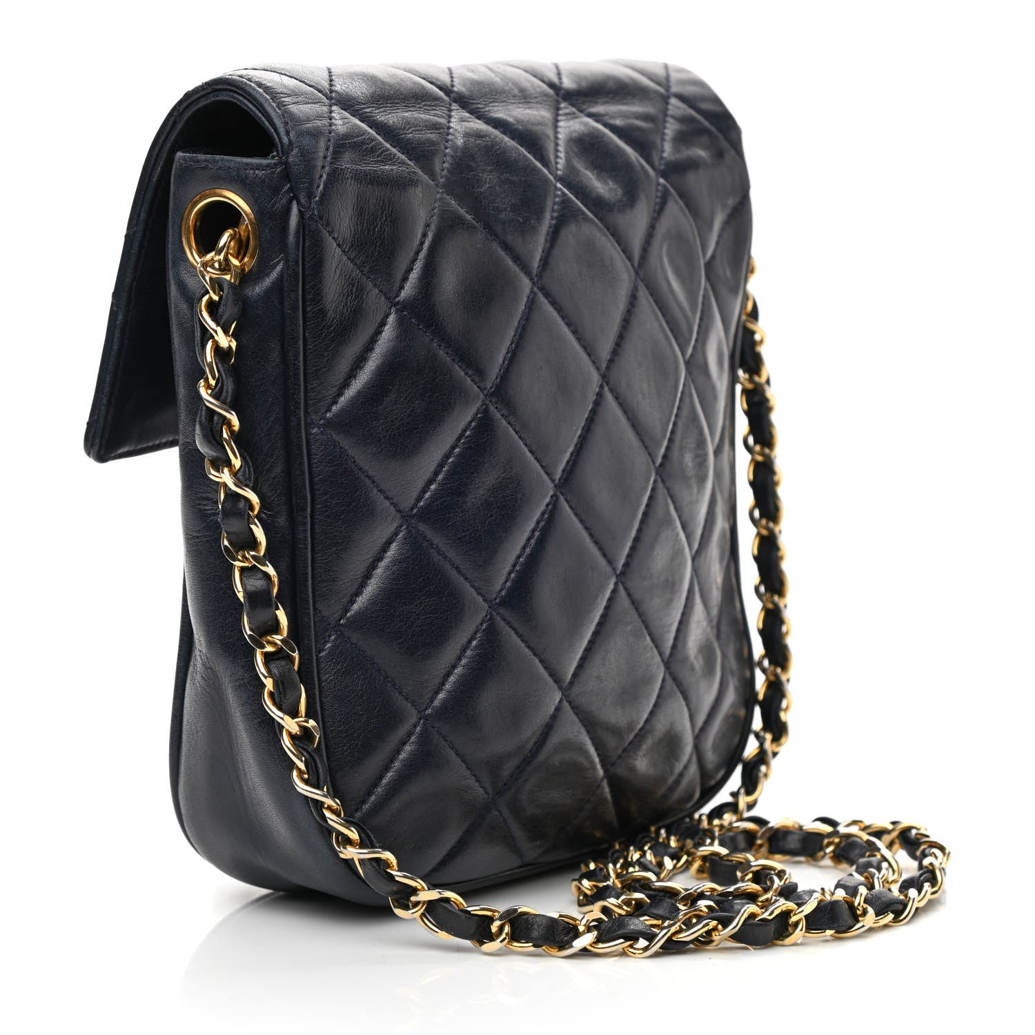 Chanel Lambskin Quilted Flap Crossbody Navy Blue 3 of 11
