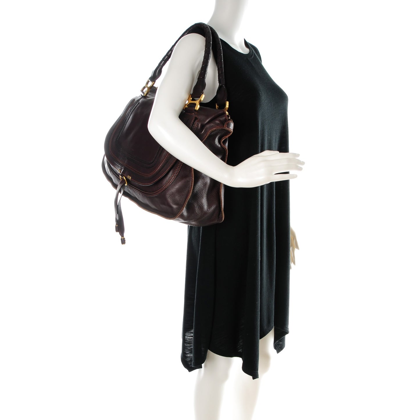 Calfskin Large Marcie Satchel Moka