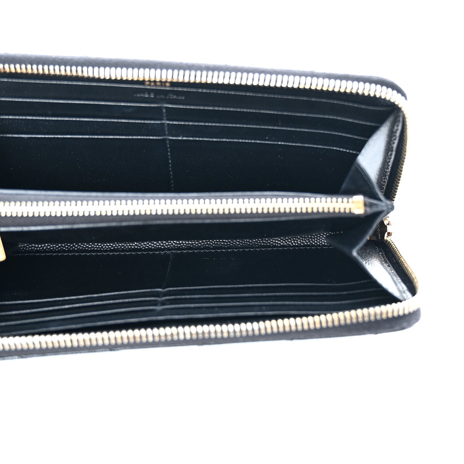 Saint Laurent Grain De Poudre Matelasse Chevron Monogram Zip Around Wallet Black 5 of 10