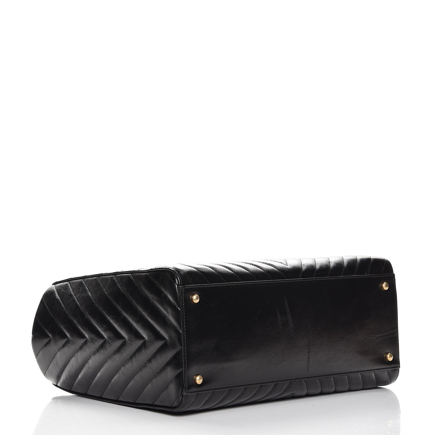 Chanel Glazed Calfskin Chevron Quilted Shopper Tote Black 5 of 15