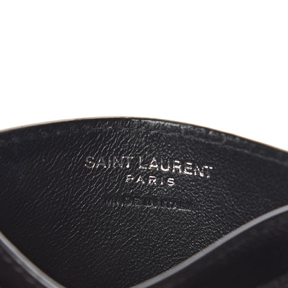 Saint Laurent Grain De Poudre Matelasse Chevron Monogram Credit Card Case Black 5 of 5