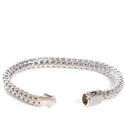 John Hardy Sterling Silver Pave Diamonds Medium Classic Chain Clasp Bracelet 3 of 5