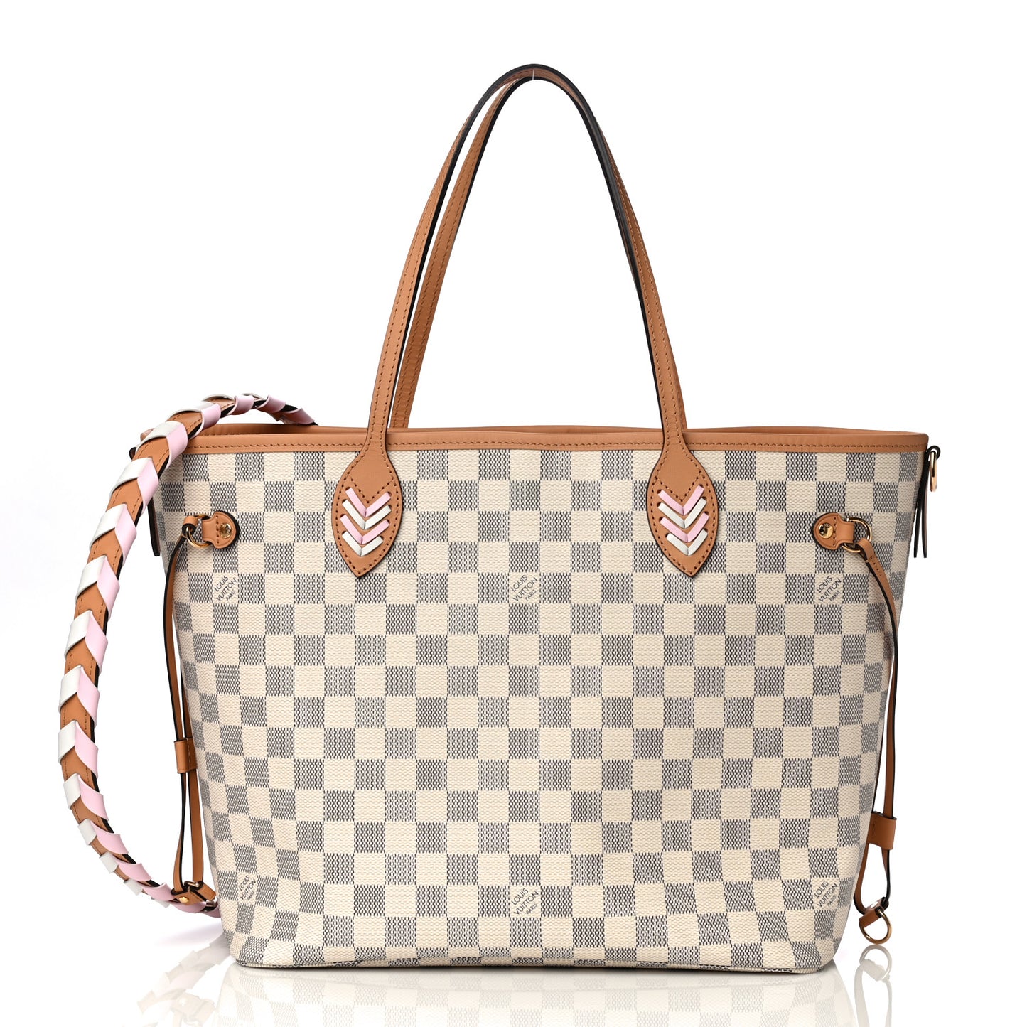 Damier Azur Braided Neverfull MM Pink