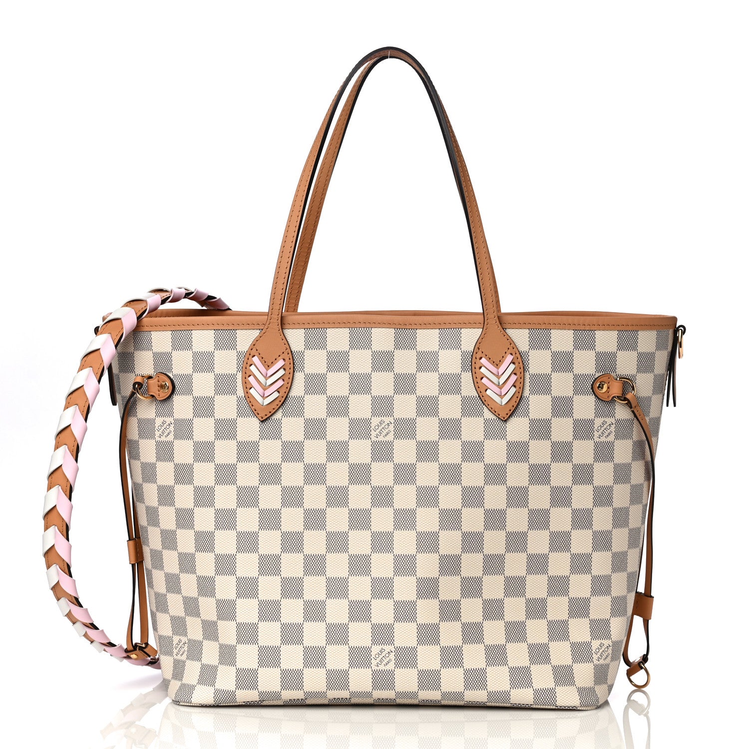 Louis Vuitton Damier Azur Braided Neverfull MM Pink 3 of 16