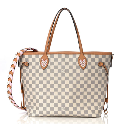 Louis Vuitton Damier Azur Braided Neverfull MM Pink 3 of 16